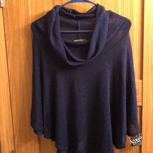 Brand new light weight poncho, Navy knit